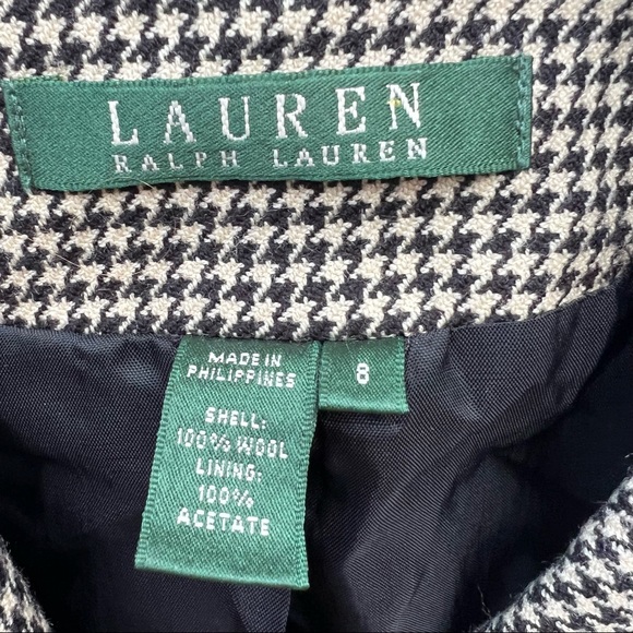 Lauren Ralph Lauren Wool Houndstooth Beautiful Blazer Coat Jacket Like New 8 - Picture 4 of 4